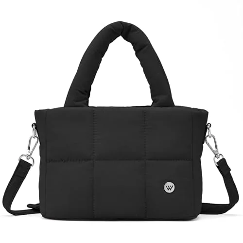 Mini Puffer Tote Bag, Black