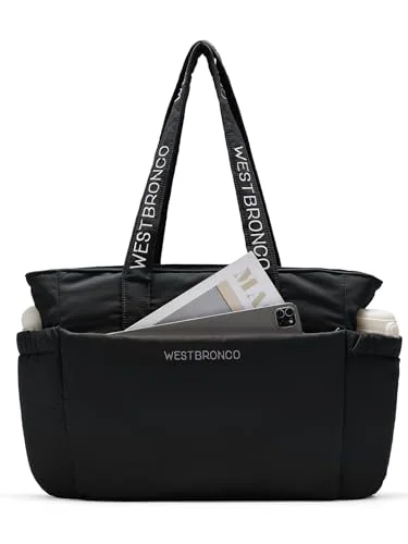 Large Puffer Tote Bag, Black