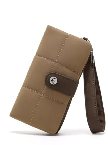Puffer Wristlet Wallet, Brown