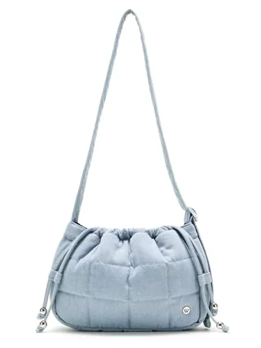 Small Quilted Hobo Bag, Light Blue