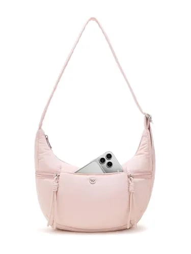 Small Puffer Crescent Bag, Pink (12.2 in)