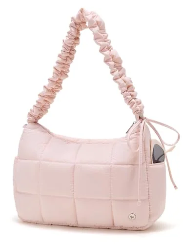 Puffer Hobo Bag, Pink (13.6 in)
