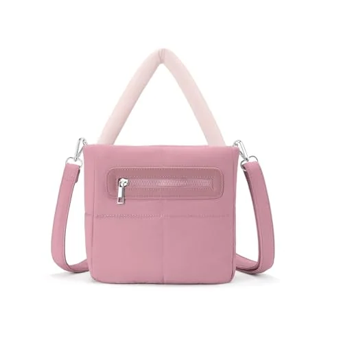 Mini Puffer Tote Bag, Rose Pink