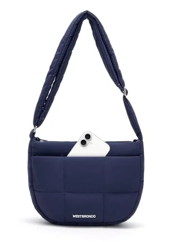 Puffer Crossbody Bag, Navy (11 in)