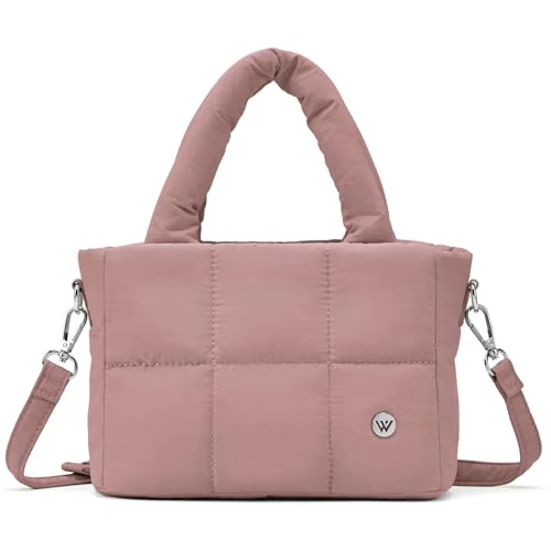 Mini Puffer Tote Bag, Dark Pink