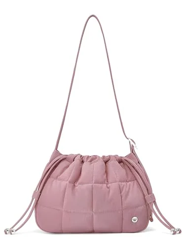 Small Quilted Hobo Bag, Dark Pink