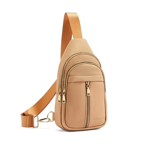Small Nylon Sling Bag, Brown