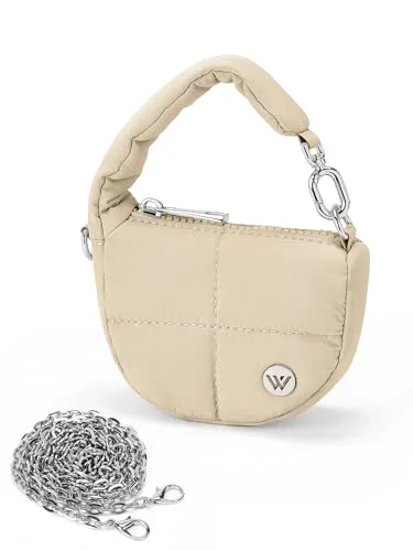 Mini Puffer Crescent Bag, Khaki