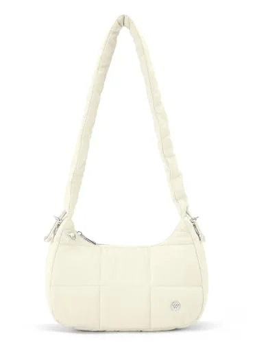 Small Puffer Crescent Bag, Beige (11 in)