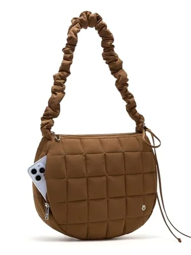 Puffer Crossbody Bag, Brown
