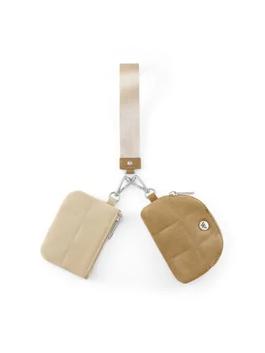 Mini Puffer Wristlet Wallet, Beige