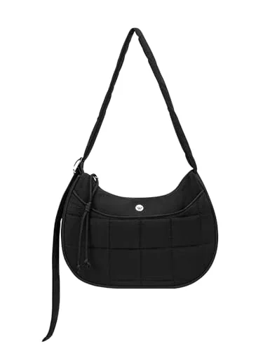 Puffer Crescent Bag, Black (1 zip pocket)