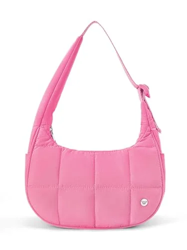 Small Puffer Crescent Bag, Rose Pink (11.2 in)