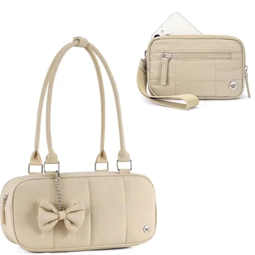 Wristlet Wallet & Shoulder Bag Set, Beige