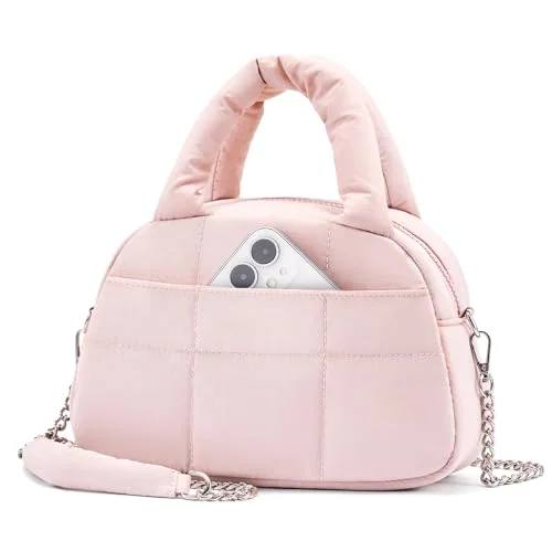 Small Puffer Crossbody Bag, Pink (9.6 in)
