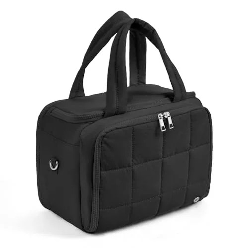 Small Puffer Toiletry Bag, Black