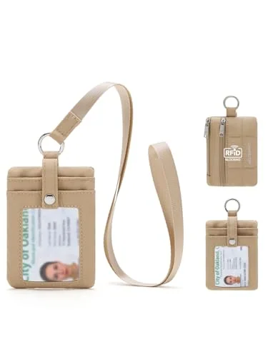 Small Puffer Lanyard Wallet, Khaki