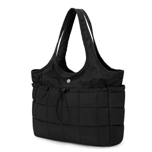 Puffer Hobo Bag, Black (14.6 in)