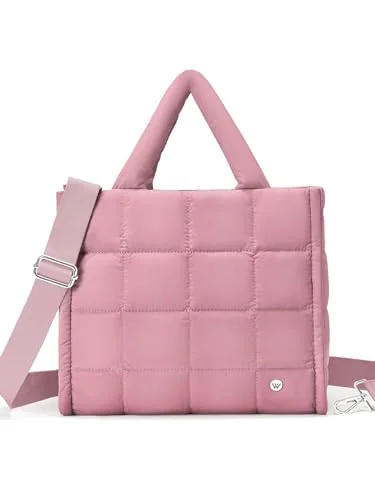 Small Puffer Tote Bag, Dark Pink