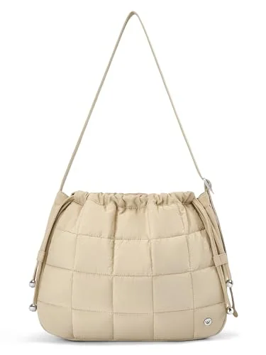 Medium Quilted Hobo Bag, Khaki