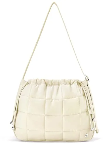 Medium Quilted Hobo Bag, Beige