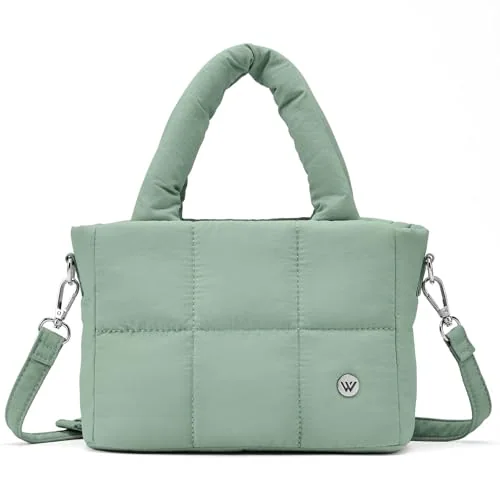 Mini Puffer Tote Bag, Green (8.9 in)