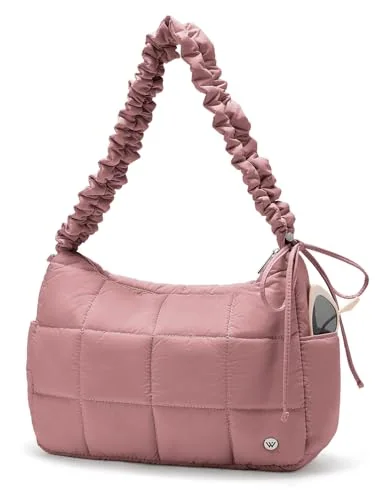 Puffer Hobo Bag, Dark Pink