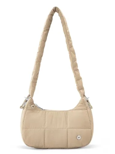 Small Puffer Crescent Bag, Khaki (11 in)