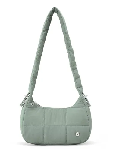 Small Puffer Crescent Bag, Green (11 in)