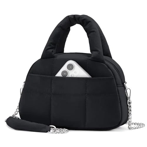 Small Puffer Crossbody Bag, Black (9.6 in)