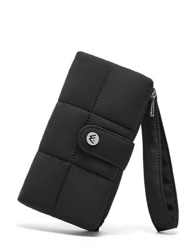 Puffer Wristlet Wallet, Black (7.1 in)