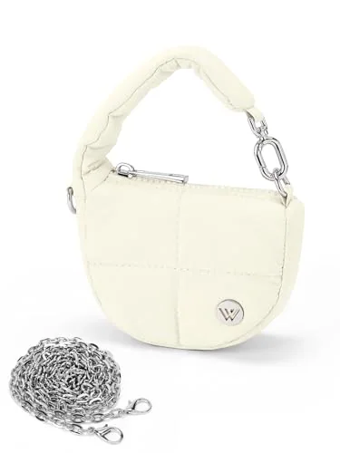 Mini Puffer Coin Pouch, Beige (5.5 in)