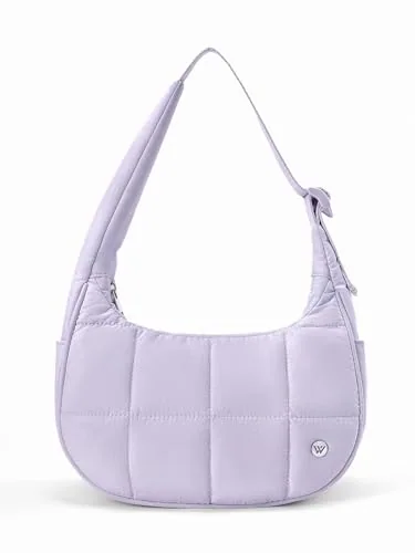 Small Puffer Crescent Bag, Purple