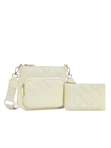 Small Quilted Wallet, Beige (8.5 in)